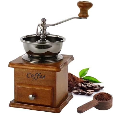 Manual Espresso Coffee Bean Grinder - Vintage Crude Wood Style Coffee Grinders Ceramic Grinding Core Hand Coffee Grinder Portable Coffe Grinder With Coffee Spoon | Amazon (US)