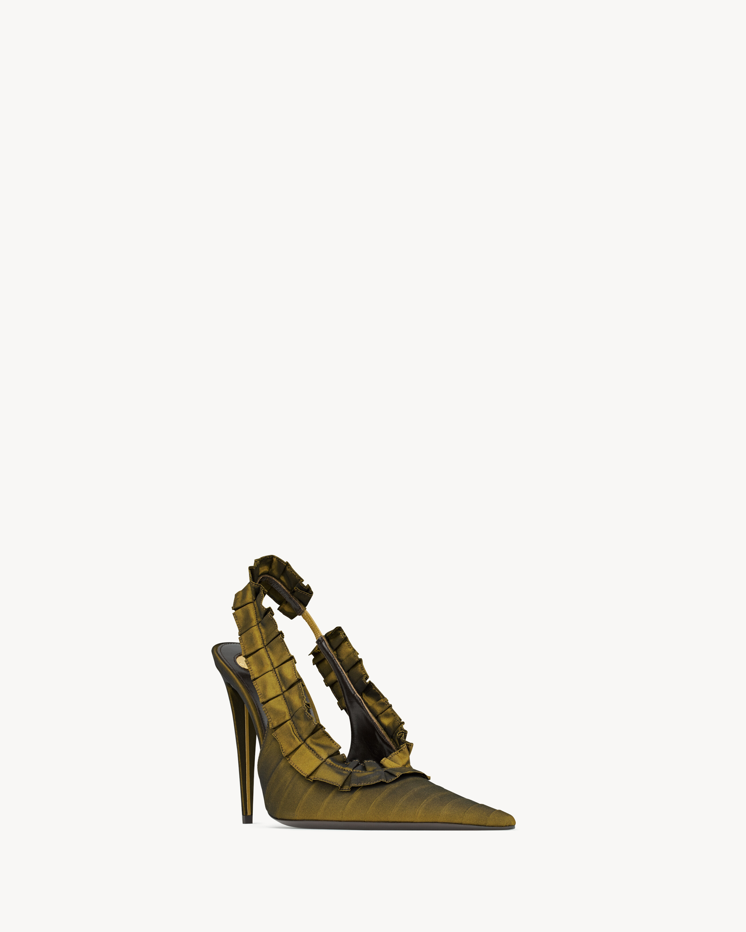 MADELEINE slingback pumps in silk taffeta in Brown | Saint Laurent | YSL EN-GB | Saint Laurent Inc. (Global)