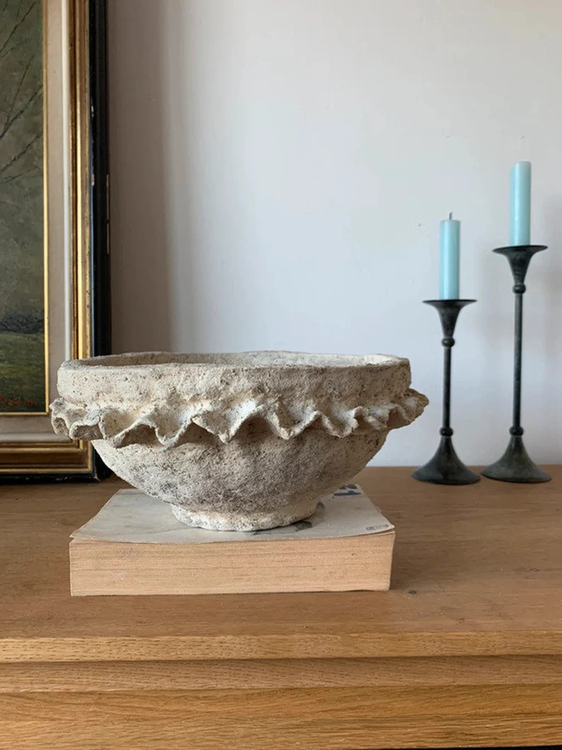 Paper Mache Bowl Decorative Bowl Paper Maché Wabi Sabi Rustic Organic Scallop 26cm - Etsy | Etsy (US)