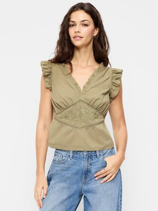 Flutter-Sleeve Embroidered Top | Old Navy (US)