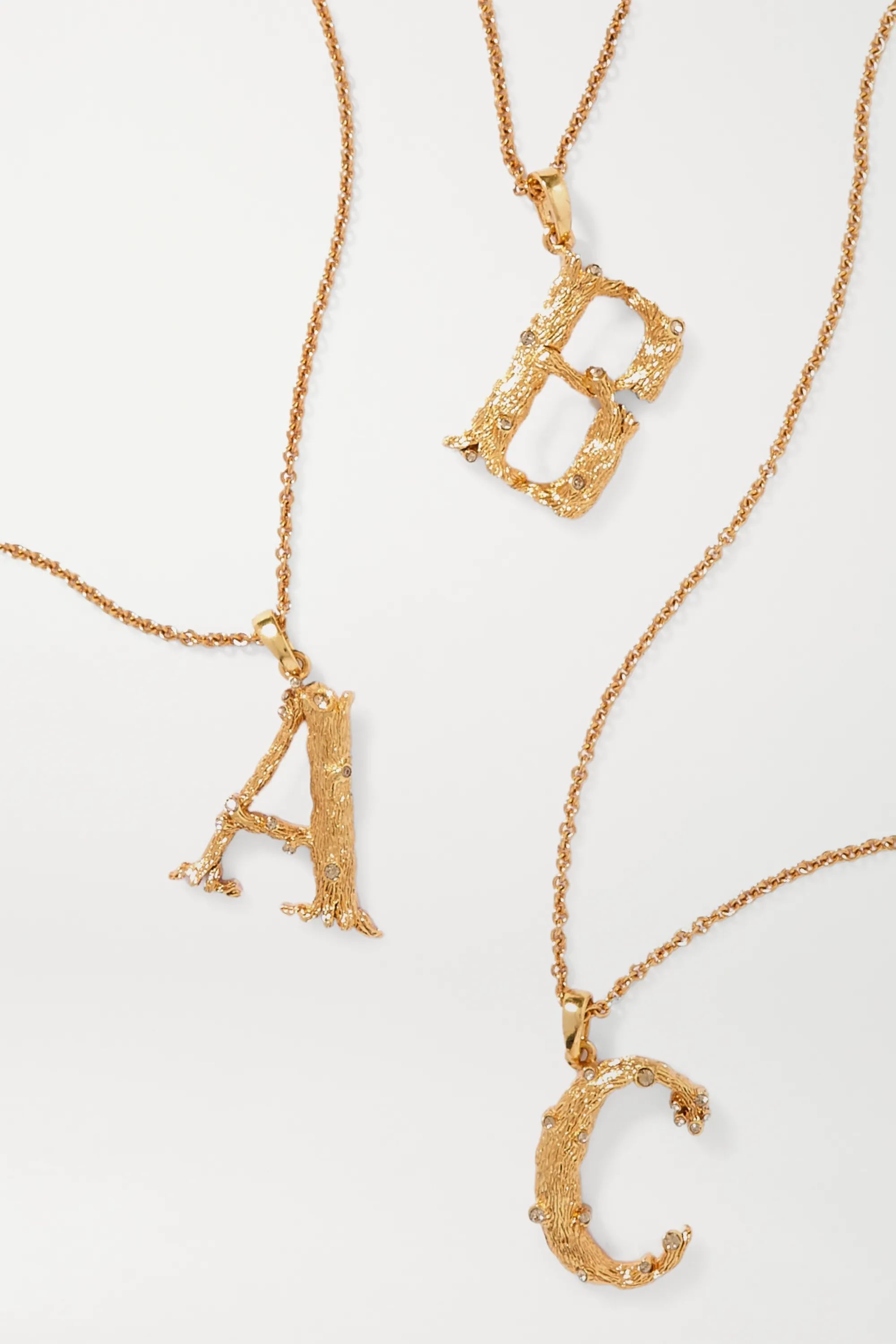 Oscar de la RentaLetter gold-plated crystal necklace | NET-A-PORTER (US)