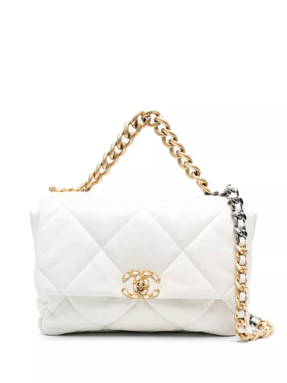 CHANEL Lambskin Quilted Large Chanel 19 Flap Beige 682754