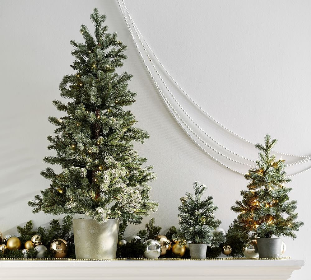Pre-Lit Potted Faux Blue Spruce Trees | Pottery Barn (US)