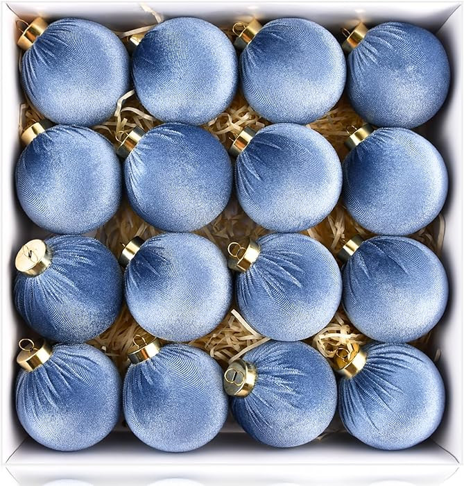 Velvet Ornaments for Christmas Tree Decorations - Dusty Blue Christmas Ball Ornament for Indoor H... | Amazon (US)