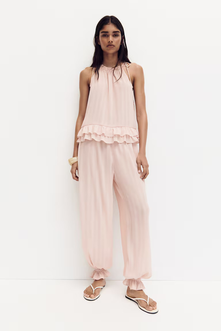 H & M - Crinkled Balloon-Leg Pants - Light Pink | H&M (US, CA, MX)
