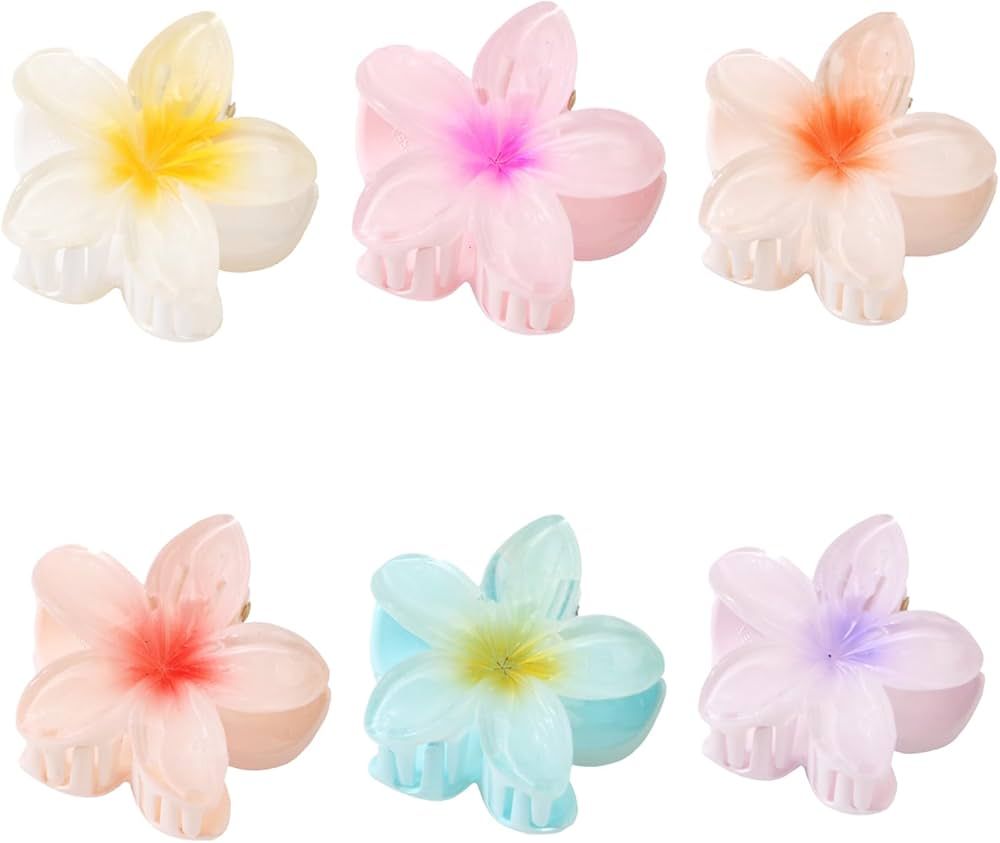 Small Flower Claw Clips 1.57inch Mini Hair Claw Plumeria FLower Claw clips for Women and Girls Th... | Amazon (US)