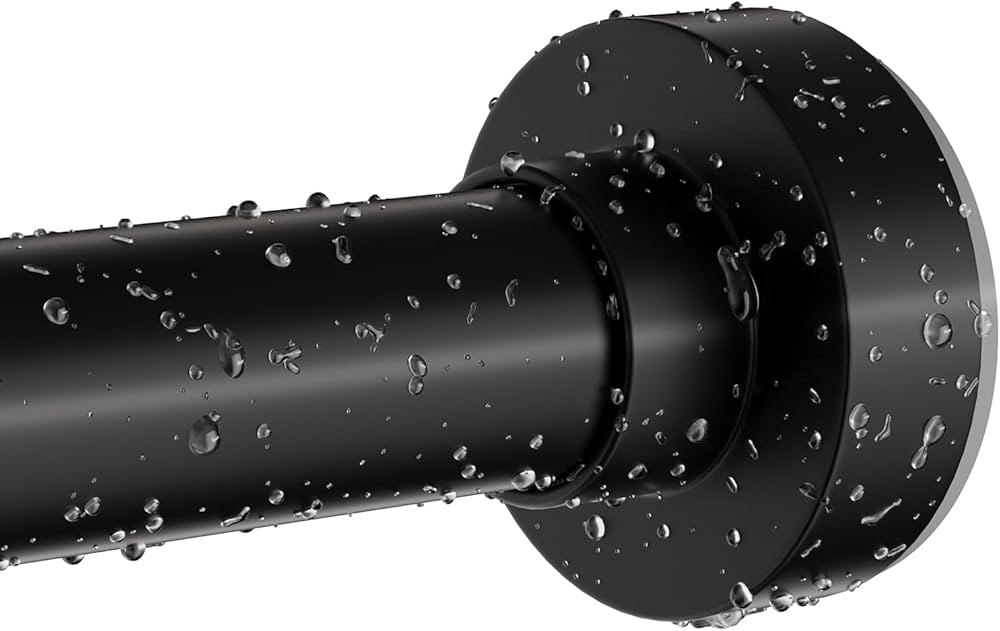 Black Shower Curtain Rod 34-96 Inches(2.8-8ft) Never Rust Adjustable Shower Rod Spring Tension No... | Amazon (US)