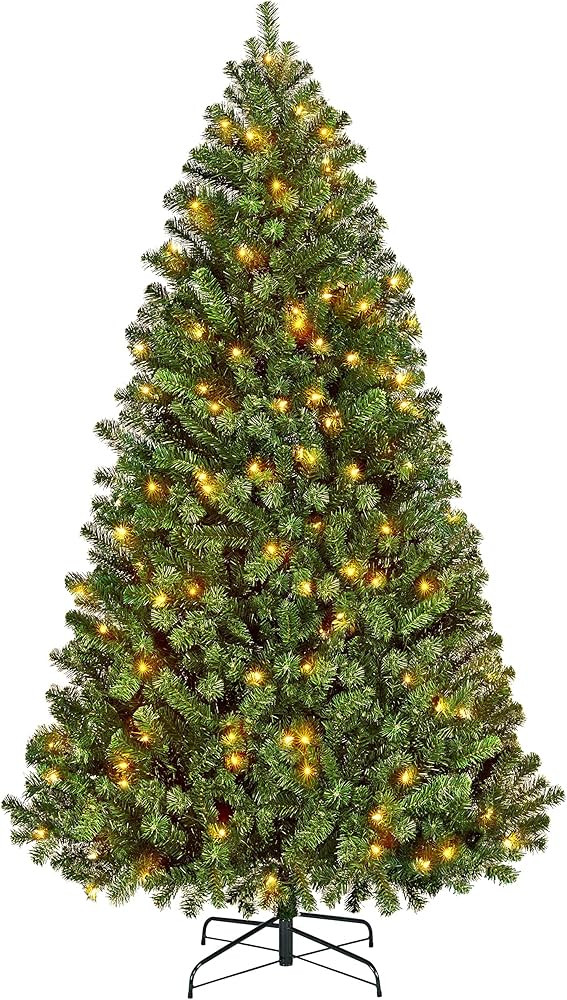 Yaheetech 6Ft Pre-lit Spruce Artificial Hinged Christmas Pine Tree Prelighted Holiday Xmas Tree f... | Amazon (US)