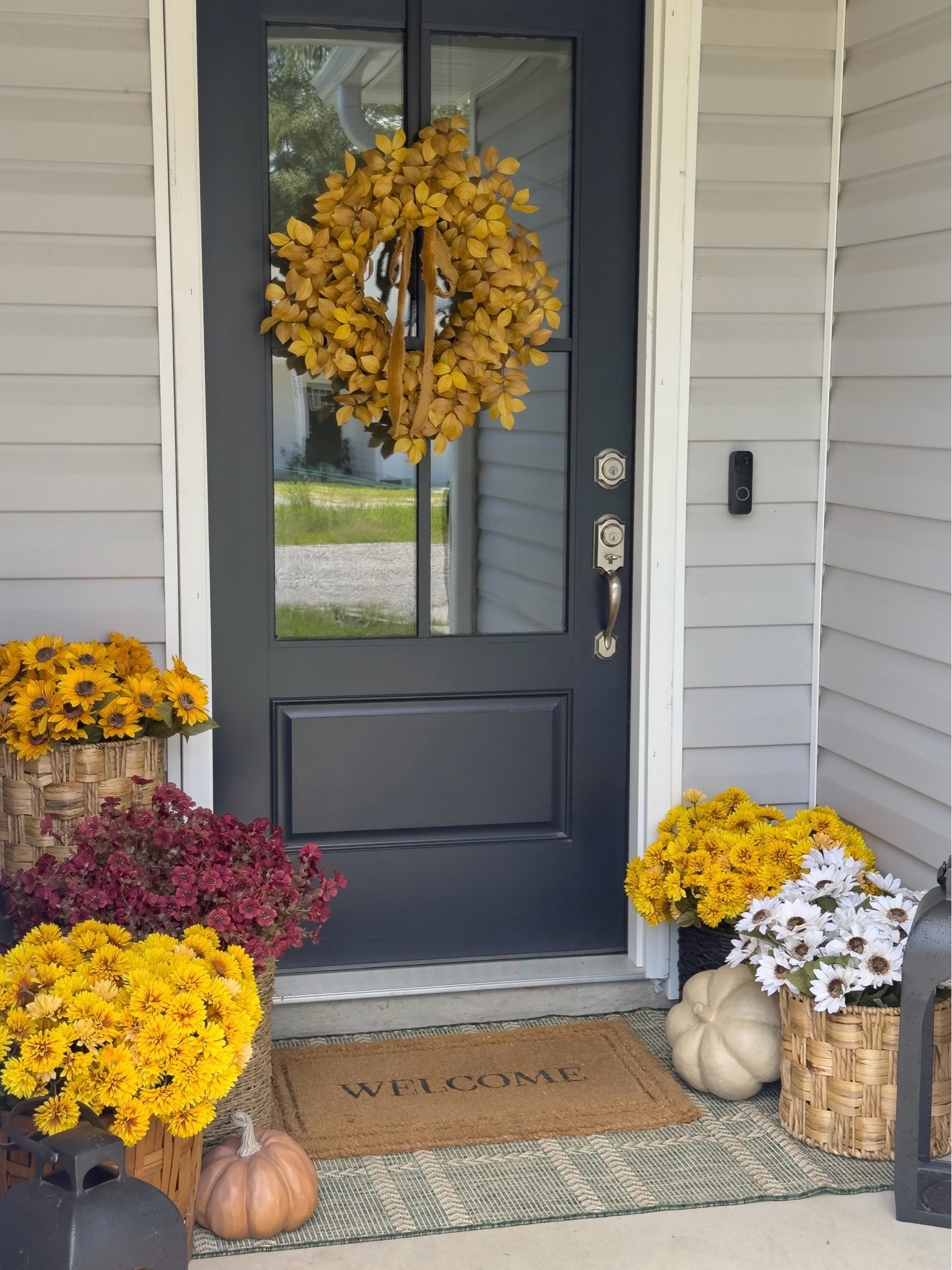 Fall front porch inspo comin at ya hot! 🍂
(Yes, I start August 1st in this heat 🥵)

Comment SHOP and I’ll send you a DM with the links! 📩

It’s a mums and sunflower kind of year with greens and yellows 😍. And those faux yellow mums are IT! I’ve had them for 3 YEARS in a row and you’ll never have to worry about them frying up in 1 day! From @hobbylobby SKU 5112628 x 5 each basket.

Happy August 1st! 

#frontporchdecor #fallporchdecor #fallporch #porchdecor #falldecorations

#LTKSeasonal #LTKSaleAlert #LTKHome
