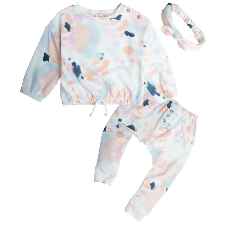 Jessica Simpson Baby Girls' Pants Set - 2 Piece Long Sleeve Shirt and Pants (0-24M) | Walmart (US)