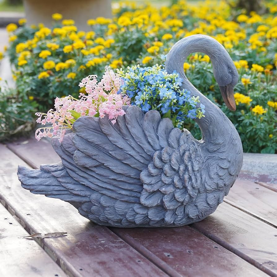 Unique Planters Swan Flower Pot Large \u2013 18.5 Inch Planter Pots for Indoor Outdoor Concrete F... | Amazon (US)