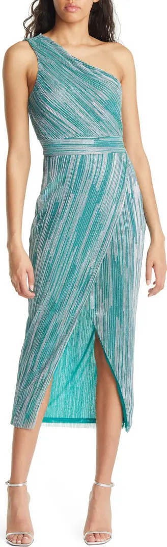 Jade Metallic Stripe One-Shoulder Gown | Nordstrom
