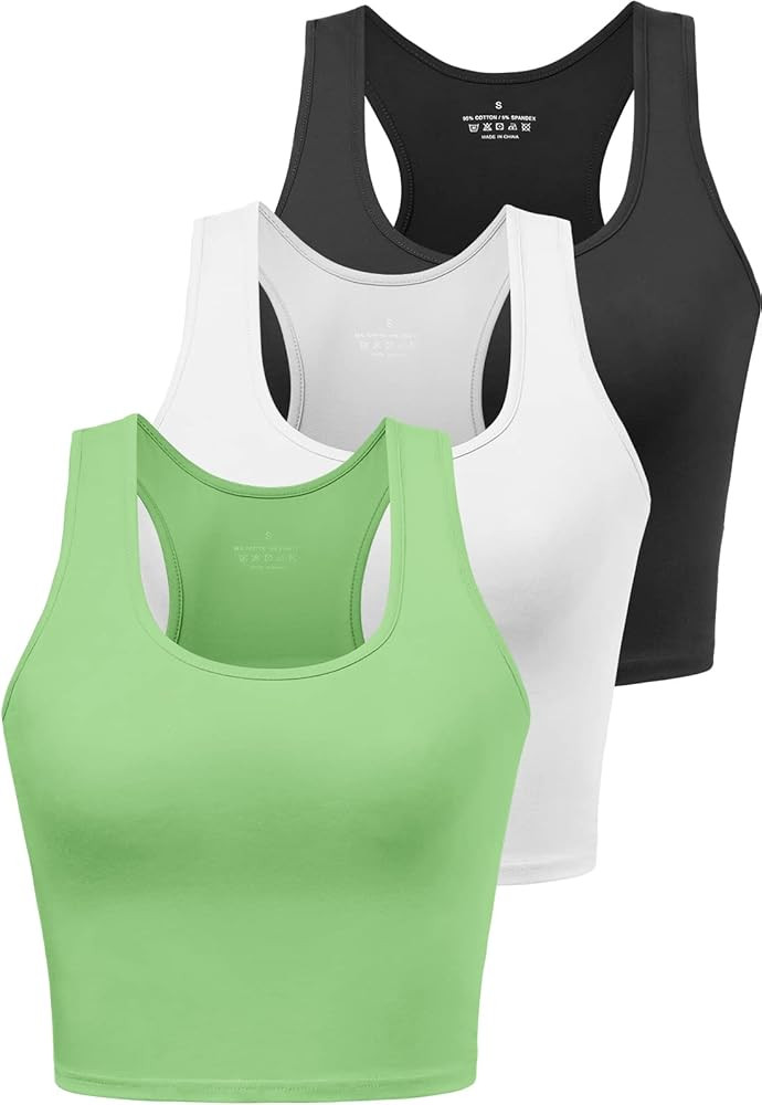 Porvike Sports Crop Tank Tops for Women Cropped Workout Tops Racerback Running Yoga Tanks Cotton ... | Amazon (US)