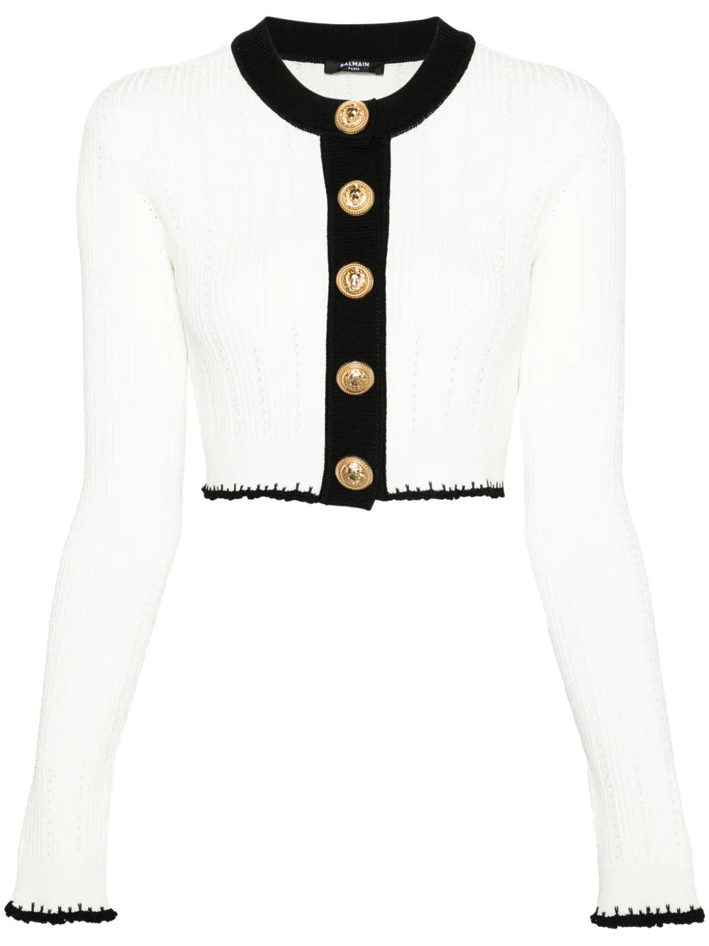 Balmain Cardigan Crop à Bords Contrastants - Farfetch | Farfetch Global
