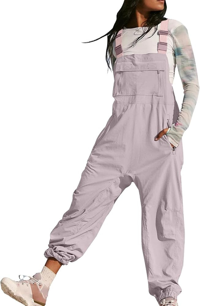 Overalls for Women, Loose Fit Adjustable Straps Cargo Jogger Jumpsuit, Summer Casual Bib Rompers ... | Amazon (US)
