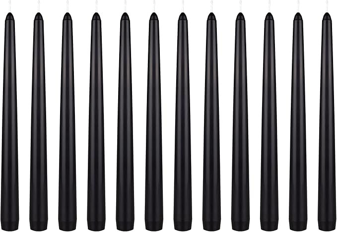 Mega Candles 12 pcs Unscented Black Taper Candle, Hand Poured Wax Candles 10 Inch x 7/8 Inch, Hom... | Amazon (US)