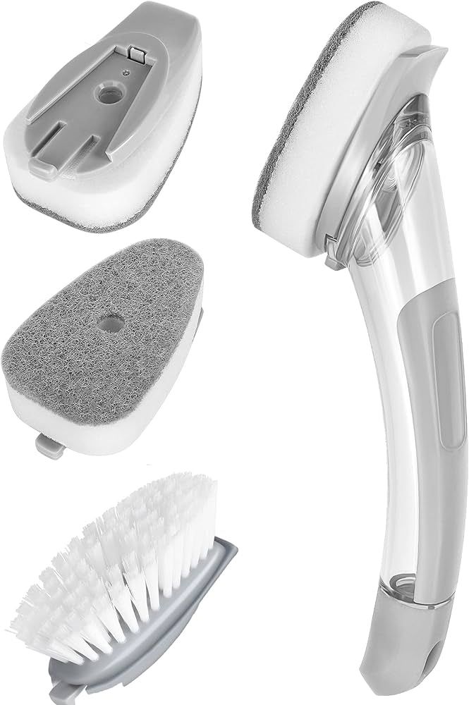 Dishwand, Non-Scratch Brush Scrubber with Soap Dispenser for Cleaning Dishes, Pan, Kitchen, Bathr... | Amazon (US)