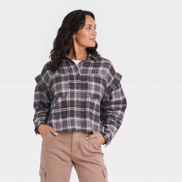 Women's Long Sleeve Flannel Button-Down Shirt - Universal Thread™ Plaid | Target