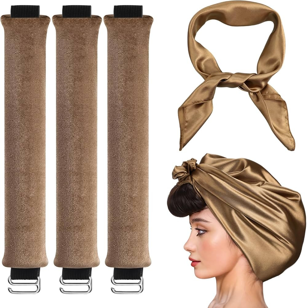 obeoby 3 Pack Heatless Curling Rod, Overnight Curls with Hook Velvet Hair Curlers to Sleep in Blo... | Amazon (US)