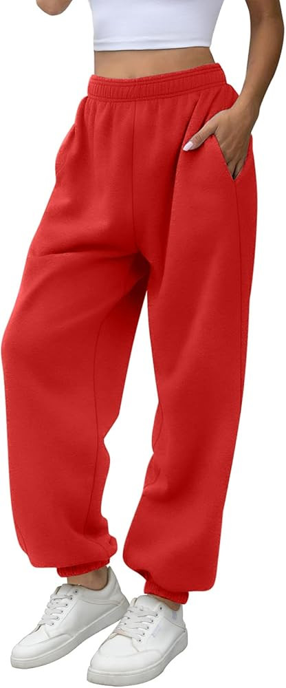 ATHMILE Women's High Waisted Sweatpants Workout Active Joggers Pants Baggy Lounge Bottoms | Amazon (US)