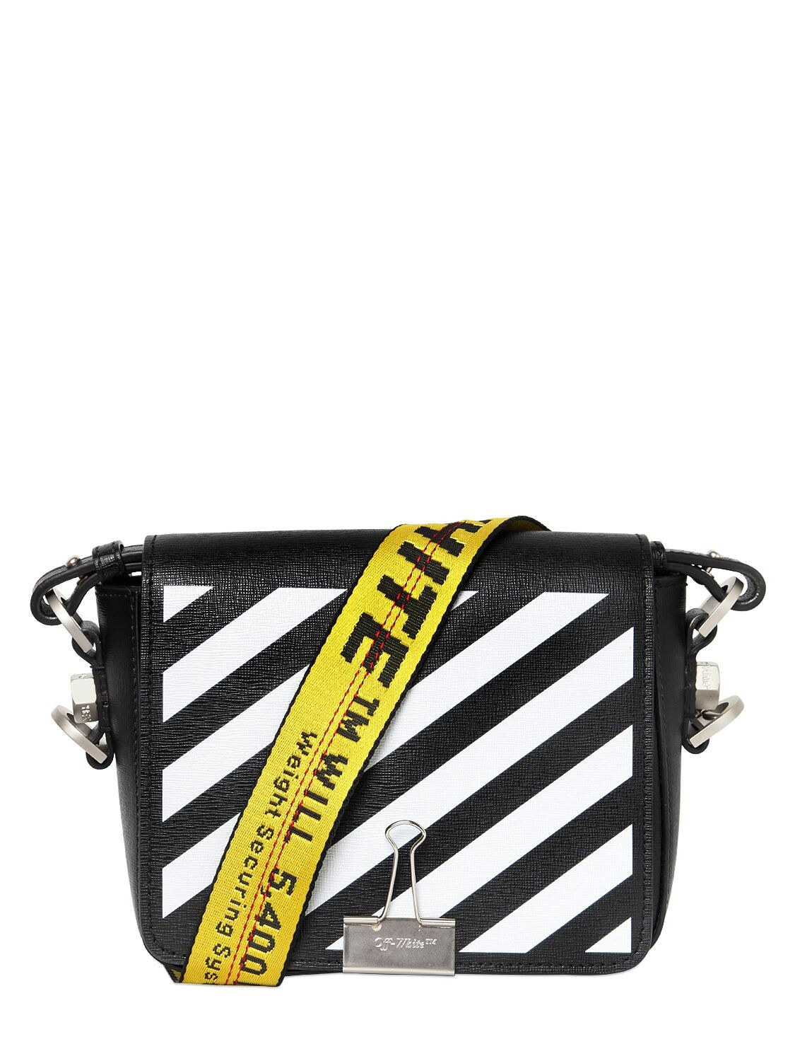 STRIPES BINDER CLIP LEATHER SHOULDER BAG | Luisaviaroma