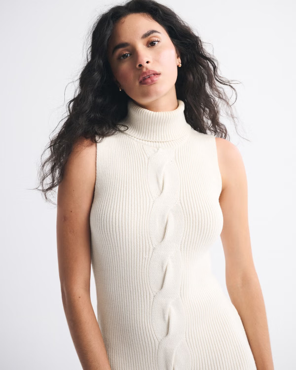 Turtleneck Cable Midi Sweaterdress | Abercrombie & Fitch (US)