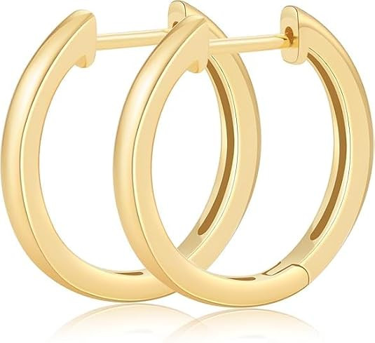 14K Gold Huggie Hoop Earrings for Women - Small Minimalist Earrings | Amazon (US)