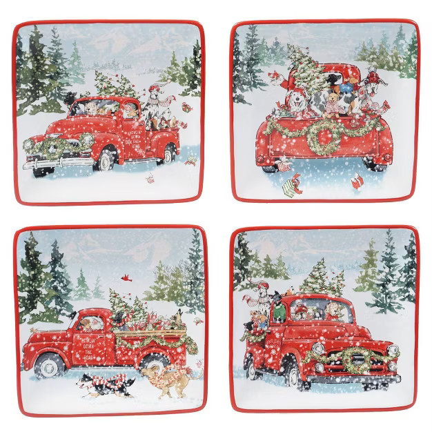 6" 4pk Earthenware Special Delivery Canape Plates - Certified International | Target