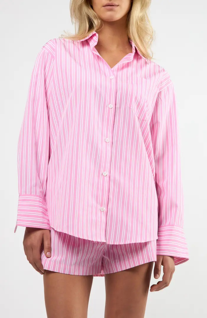 Seaside Stripe Cotton Blend Button-Up Shirt | Nordstrom