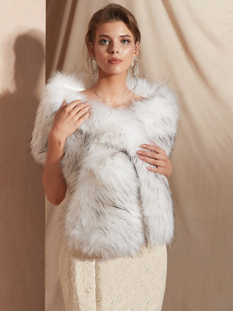 Wedding Cape Faux Fur Shawl Wrap Bridal Winter Warm Cover Ups | Milanoo