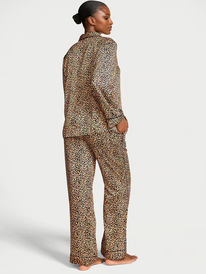 Buy Glazed Satin Long Pajama Set, Marzipan Leopard - Order Pajamas Sets online - Victoria's Secre... | Victoria's Secret (US / CA )