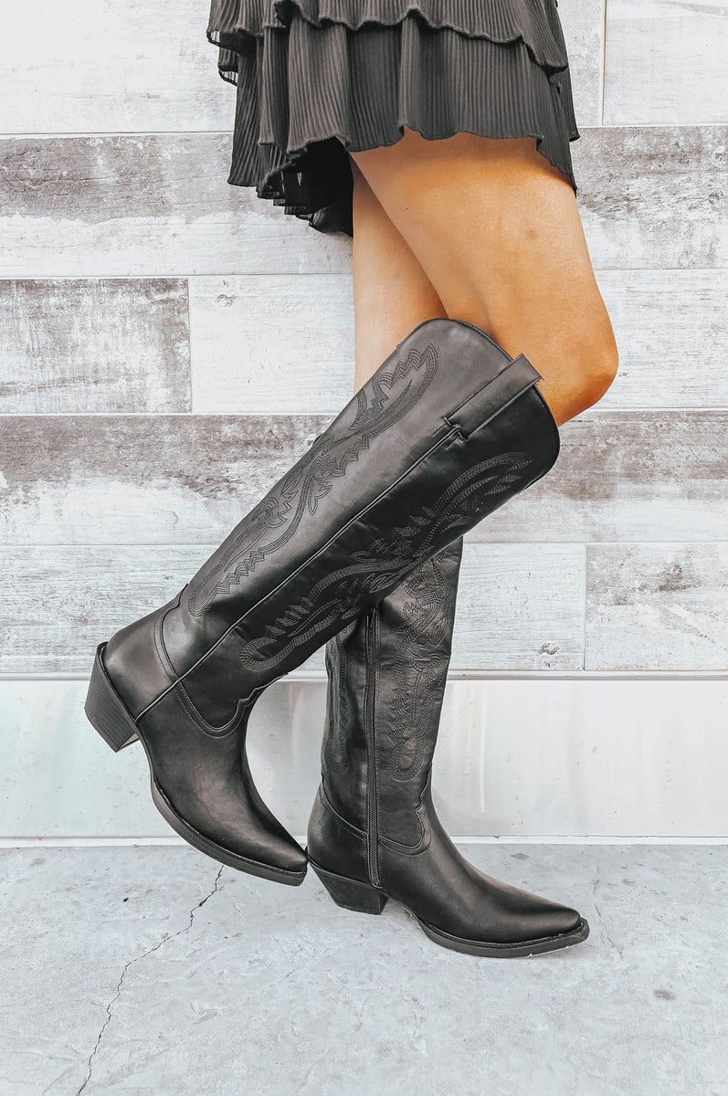 Back to My Roots Black Cowboy Boots | Apricot Lane Boutique