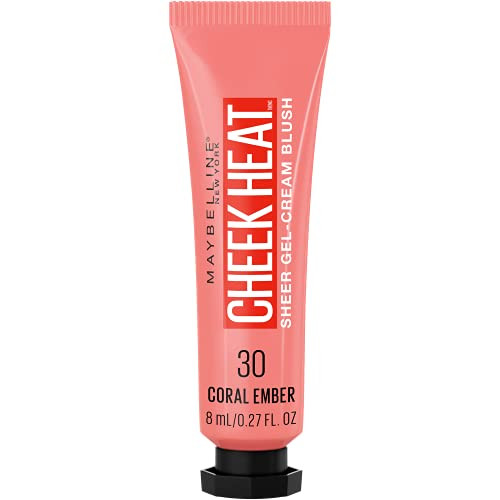 Maybelline New York Cheek Heat Gel-Cream Blush Makeup, Lightweight, Breathable Feel, Sheer Flush Of Color, Natural-Looking, Dewy Finish, Oil-Free, Coral Ember, 1 Count | Amazon (US)