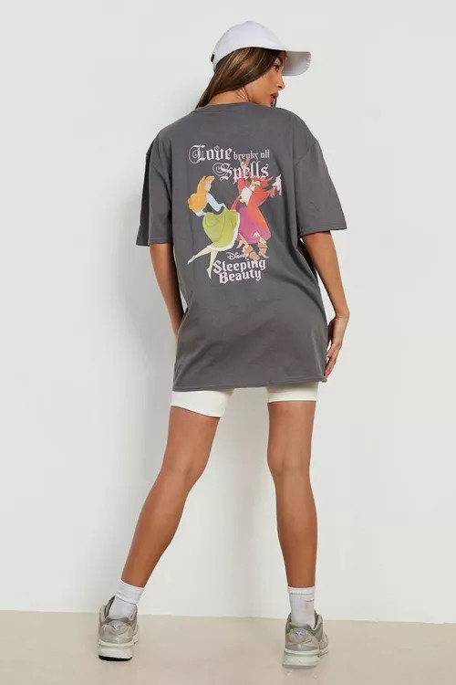 Sleeping Beauty Back Print Oversized T Shirt | Boohoo.com (US & CA)