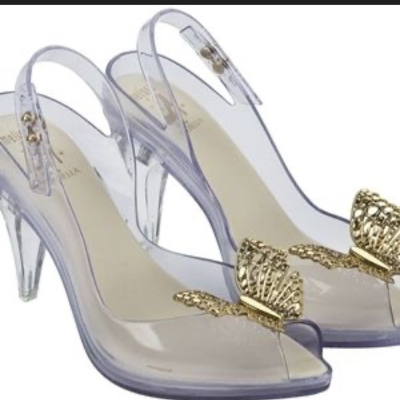 Melissa and DisneyTransparent Glass Slipper CINDERELLA Heels with Gold Butterfly | Poshmark
