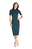 Dress the Population Women's Gloria Collared Zip Neck Short Sleeve Bodycon Midi Dress | Amazon (US)