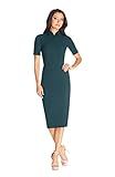 Dress the Population Women's Gloria Collared Zip Neck Short Sleeve Bodycon Midi Dress | Amazon (US)