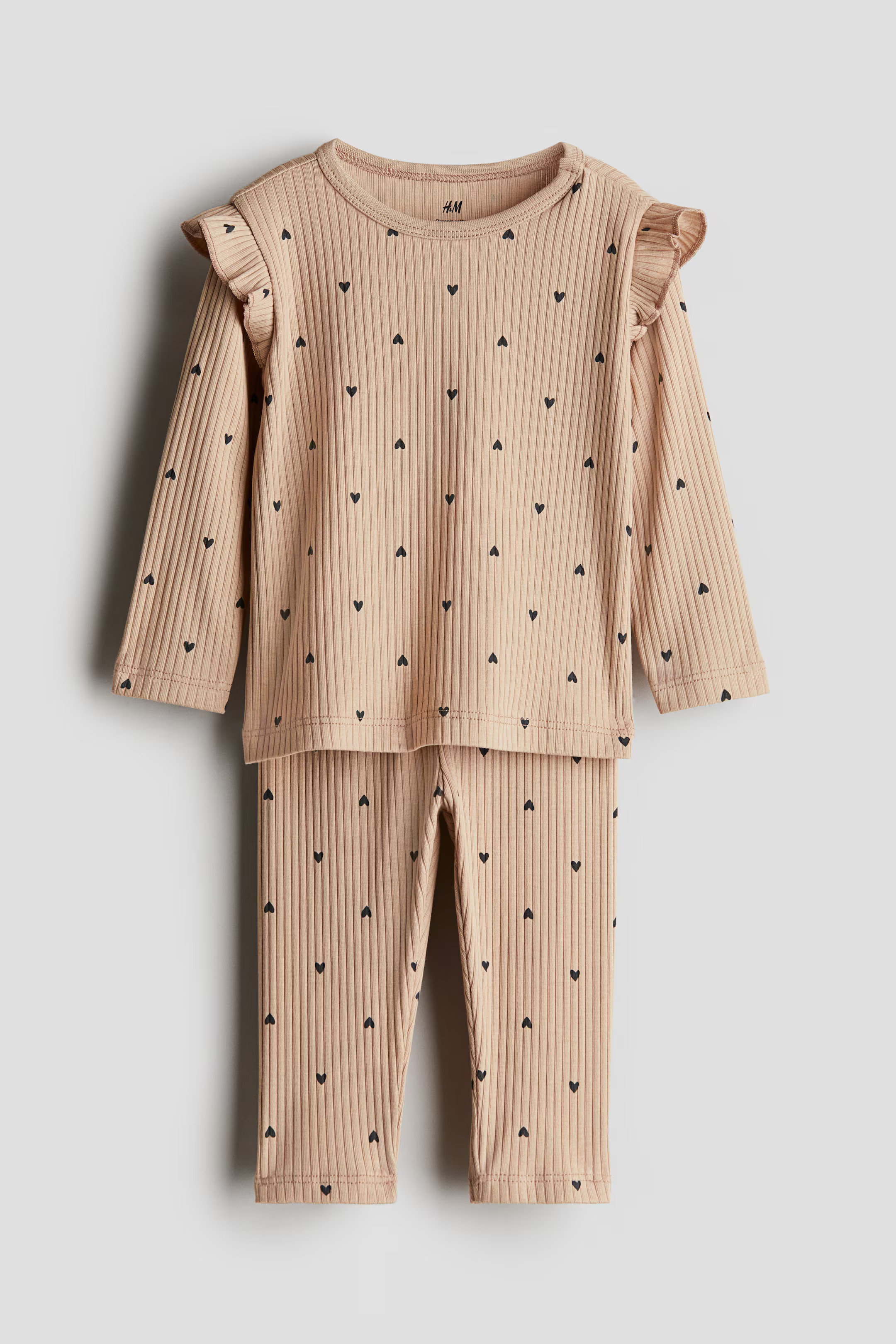 Ribbed Cotton Set - Beige/hearts - Kids | H&M US | H&M (US + CA)