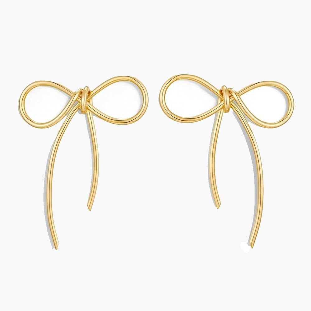316l surgical steel Gold Bow earrings for women - hypoallergenic Earrings, Small cute stud, Elega... | Amazon (US)