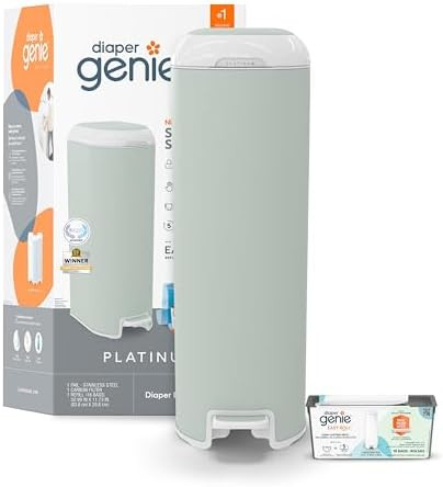 Diaper Genie Select Pail (Green) is made of durable stainless steel and includes 1 starter square... | Amazon (US)
