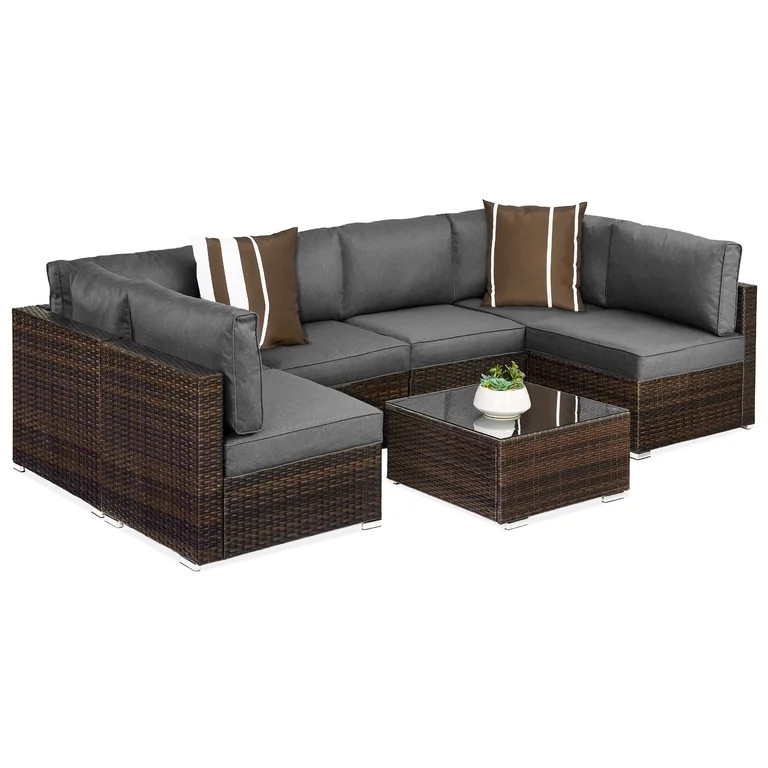 Best Choice Products 7-Piece Outdoor Modular Patio Conversation Furniture, Wicker Sectional Set -... | Walmart (US)