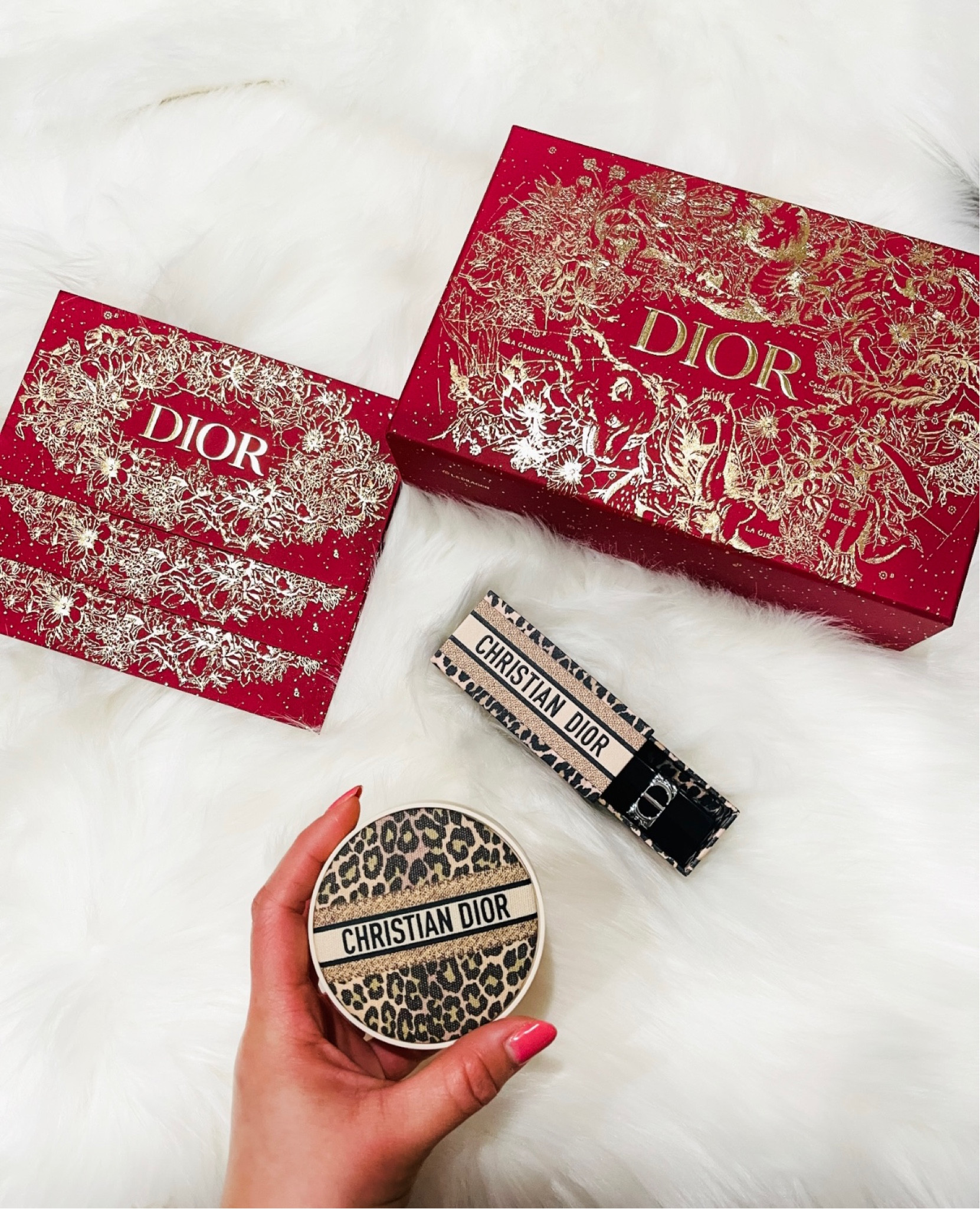 How beautiful is this Dior Limited Edition Mitzah collection?😭😱😍😍💄💄Super obsessed with this the packaging alone is so stunning!!😱😘😘Leopard print lovers you’re going to love this!😊❤️This cushion powder and lipstick I got here are Dior exclusives- at least from what I’ve seen. Order direct from Dior and it also comes in this stunning lunar new year packaging plus some lucky red envelopes🧧🧧☺️😍😘 Lip color is matte and is also exclusive to Dior.💄💄😍😍 Makes for a perfect Valentine’s Day gift😉💕💕




#dior #ltkgiftguide #ltkstyletip #diorlimitededition #limitededition #diormitzah #lunarnewyear #giftsforher #giftsformom #valentinesdaygift #lunarnewyear #diorexclusive #ltkfind

#LTKGiftGuide #LTKbeauty #LTKunder100