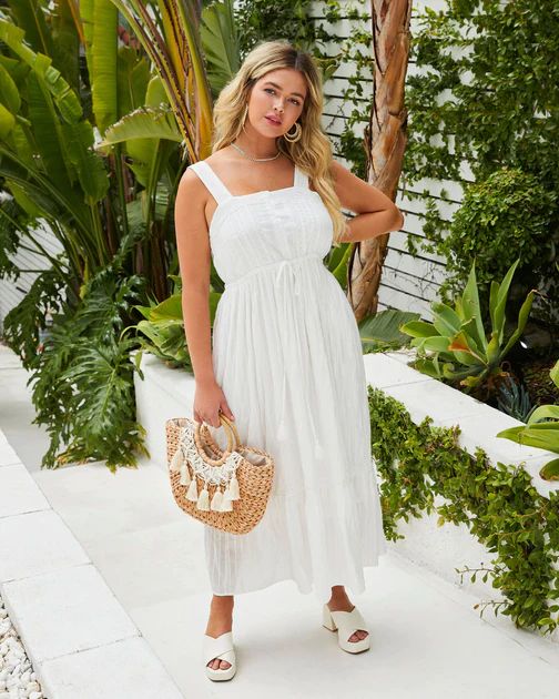 Meet Me At Brunch Cotton Tiered Midi Dress - White - SALE | VICI Collection