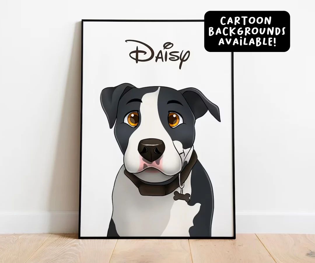 Custom Disney-cartoon Pet Portrait Personalized Portraits - Etsy | Etsy (US)