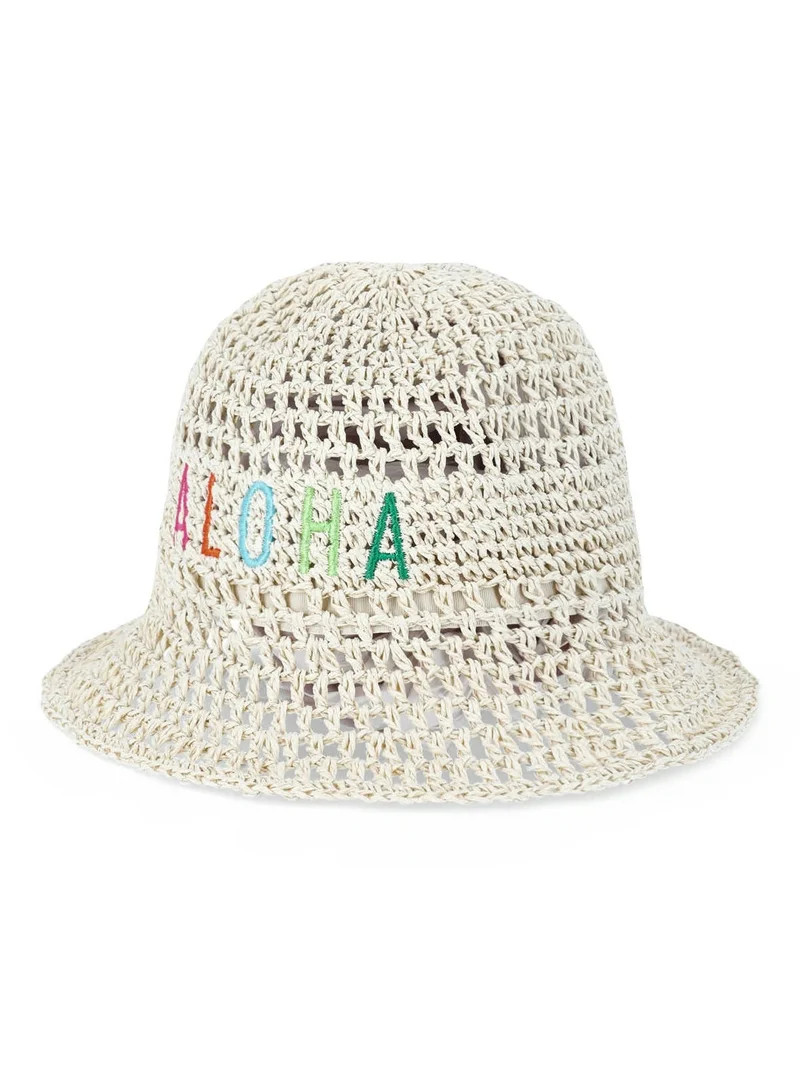 No Boundaries Straw Bucket Hat, Aloha, Women's | Walmart (US)