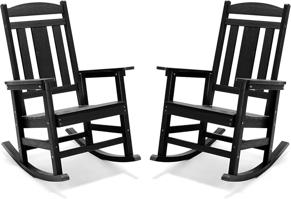 LUE BONA Outdoor Rocking Chairs Set of 2, Weather Resistant Poly Plastic Rocker, 350lb Heavy Duty... | Amazon (US)