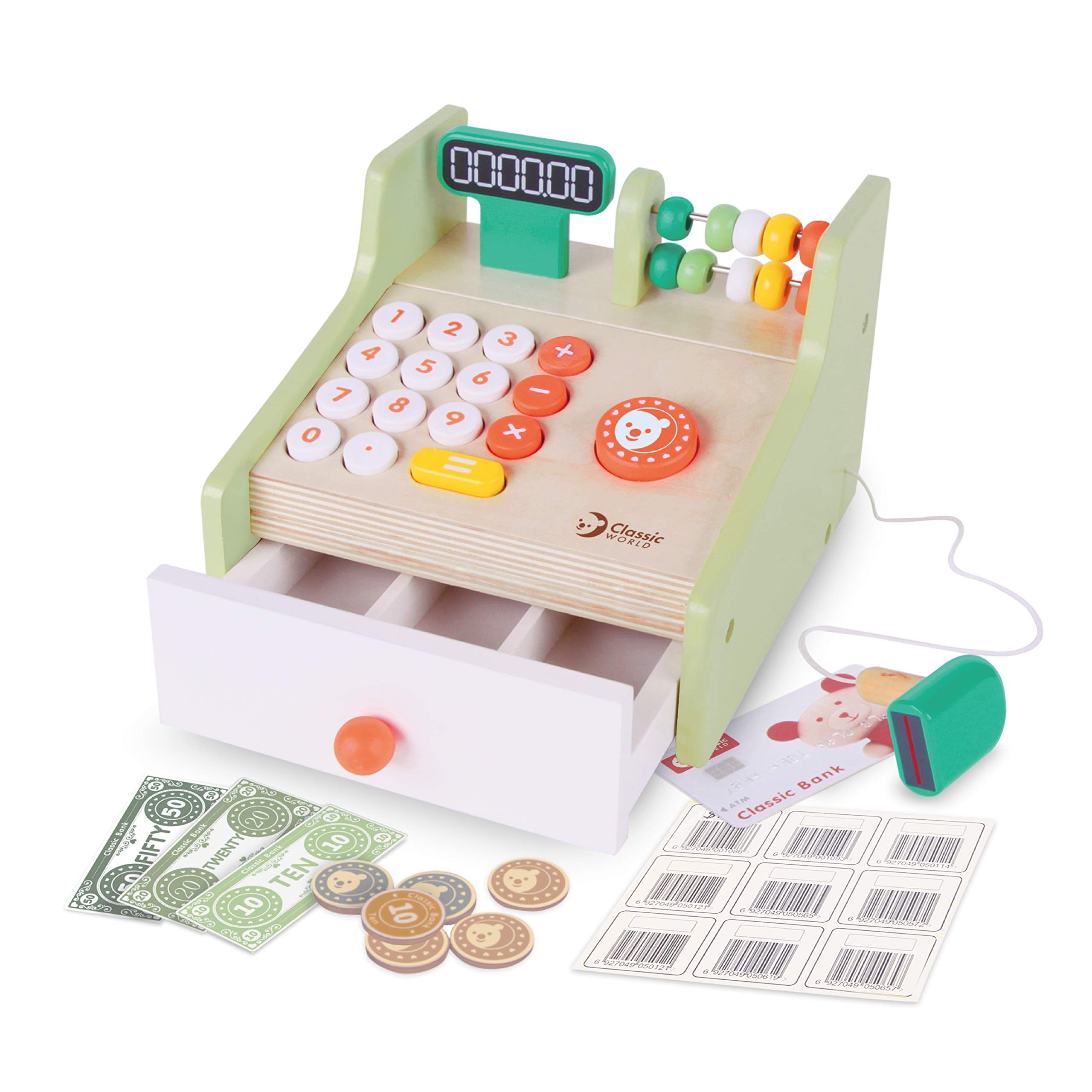 Classic World Cash Register Wooden Pretend Play Counting Toy for Kids Baby Gift | Amazon (US)