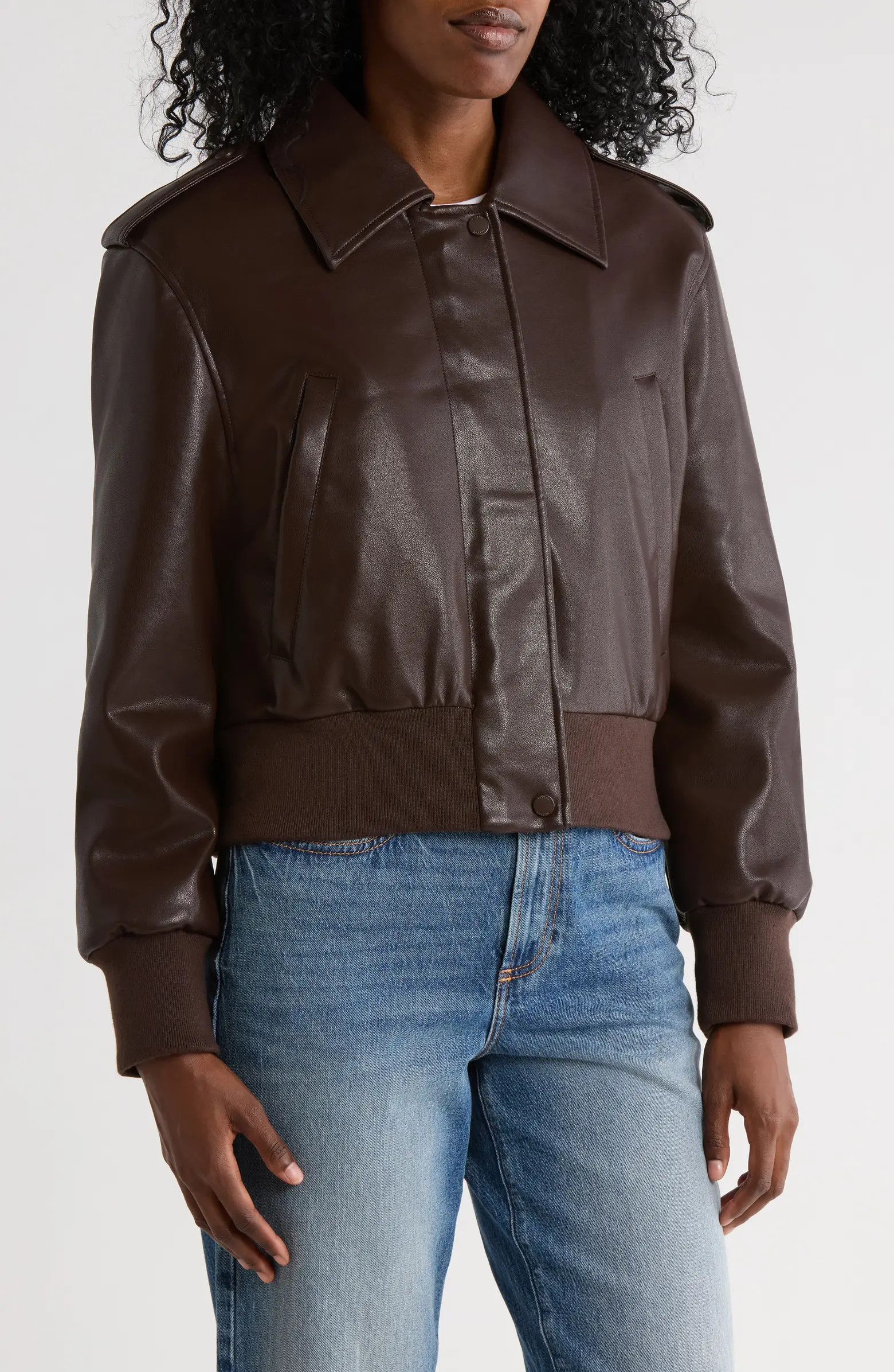 Waterproof Faux Leather Aviator Jacket | Nordstrom Rack