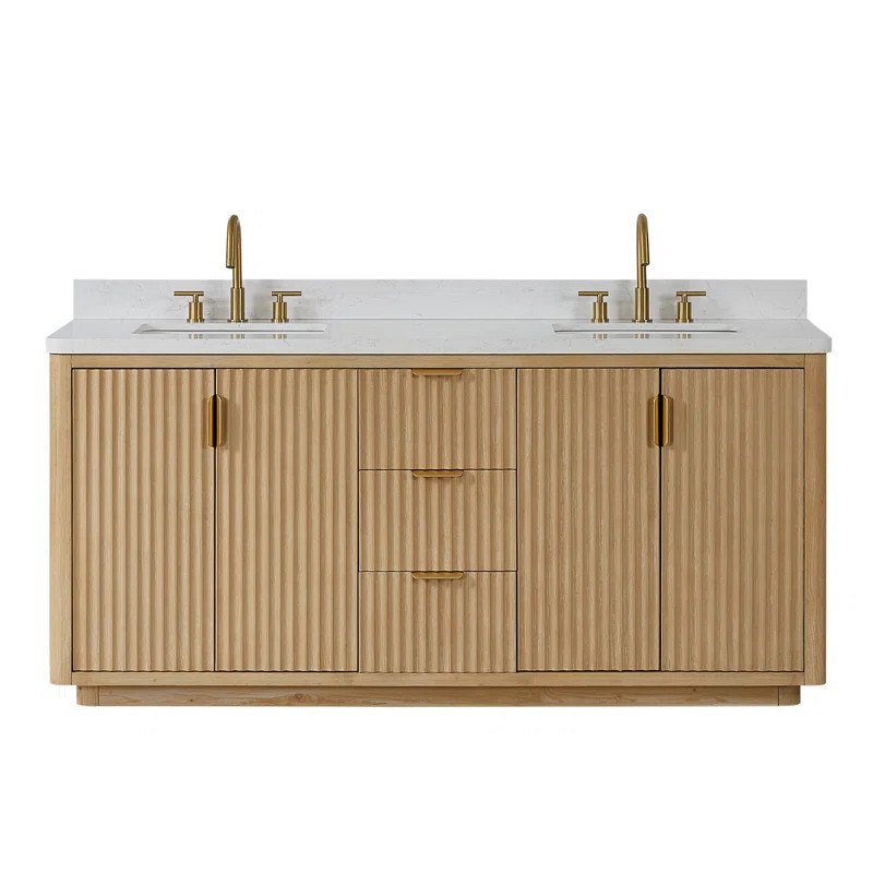 Adela 72'' Double Bathroom Vanity with Engineered Stone Top | Wayfair North America