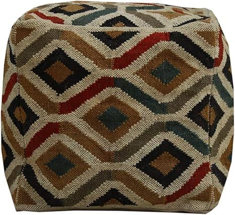 Trade Star Kilim Pouf Cover Authentic Handmade Ottoman Footstool Vintage Wool Jute Pouffe Cover R... | Amazon (US)